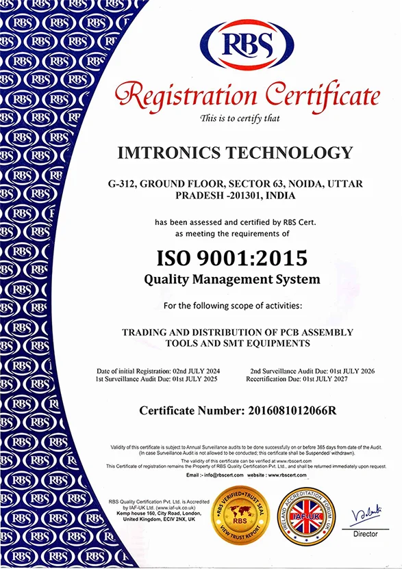 Official Corporate SMT Operations Certificate - ISO Certificate